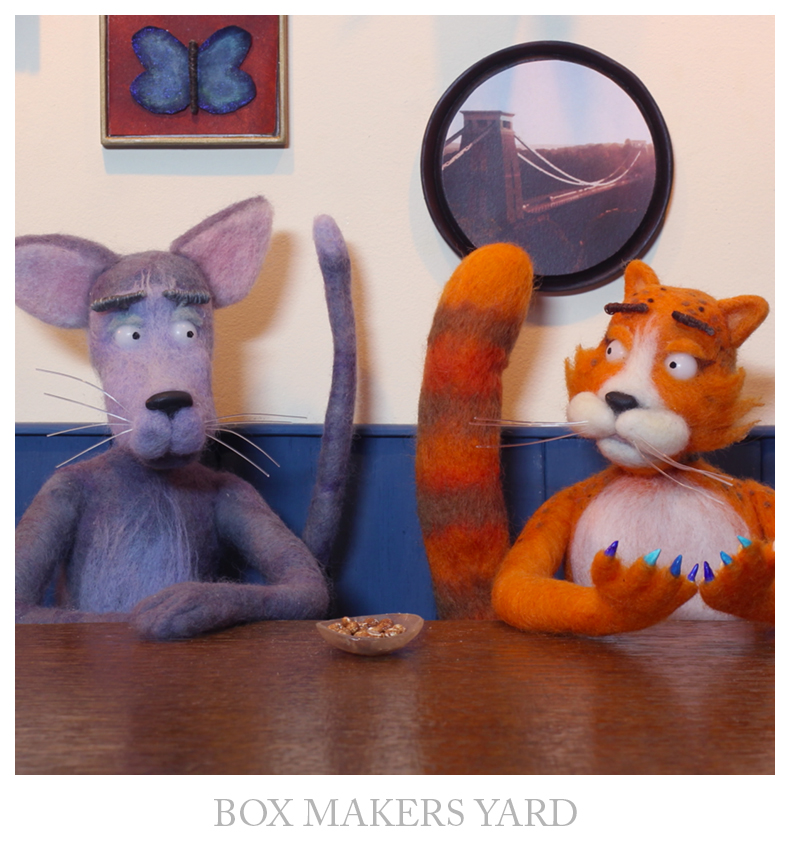 Stop motion cat characters: Box Makers Yard